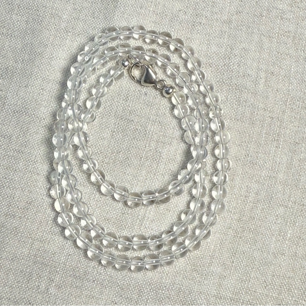Clear Quartz Beaded Necklace With Sterling Clasp